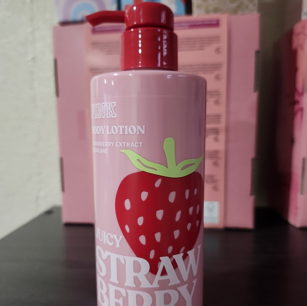 PINK Victoria's Secret Strawberry Body Lotion 12oz Pump Nwt
